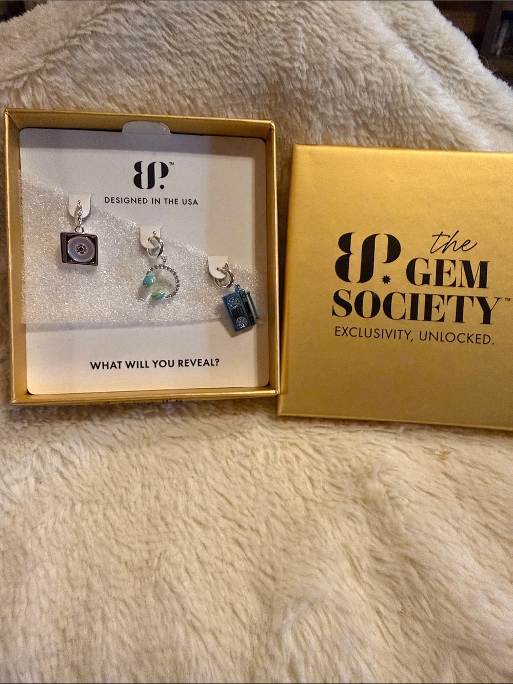 Charm Trio Necklace - Gold Box Set with Turquoise & Silver Accents
